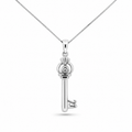 Elegant 10K white gold key pendant necklace featuring 0.86 CTW natural diamonds.