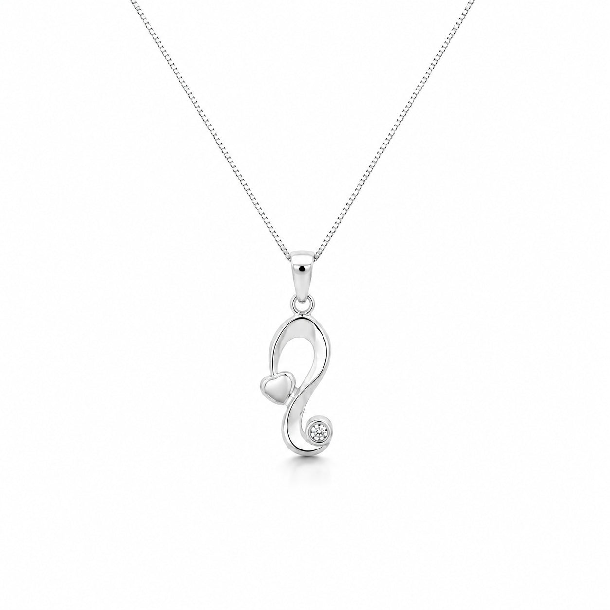 10K white gold heart pendant necklace featuring 0.55 carat natural diamonds on matching chain.
