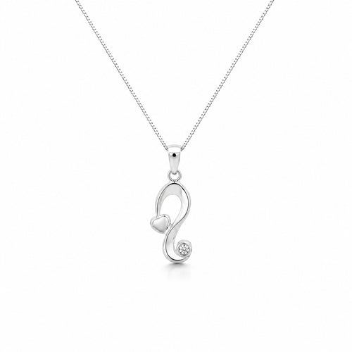 10K white gold heart pendant necklace featuring 0.55 carat natural diamonds on matching chain.