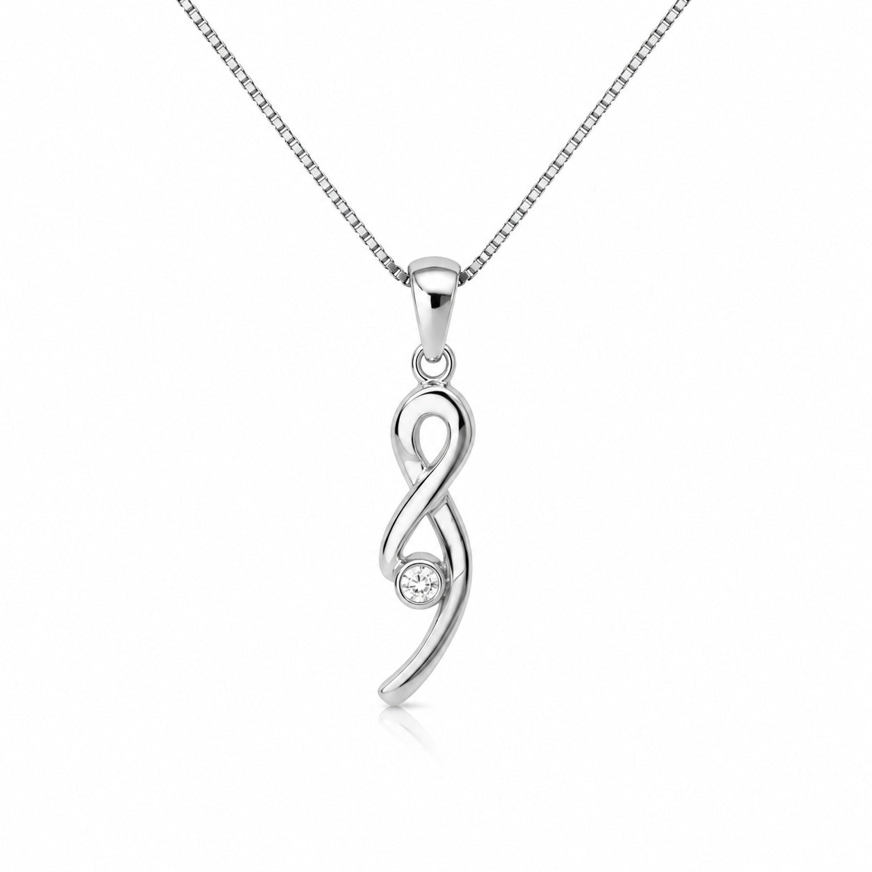 10K white gold pendant necklace featuring a 0.60 carat natural round diamond on a box chain, elegant minimalist fine jewelry for everyday wear.