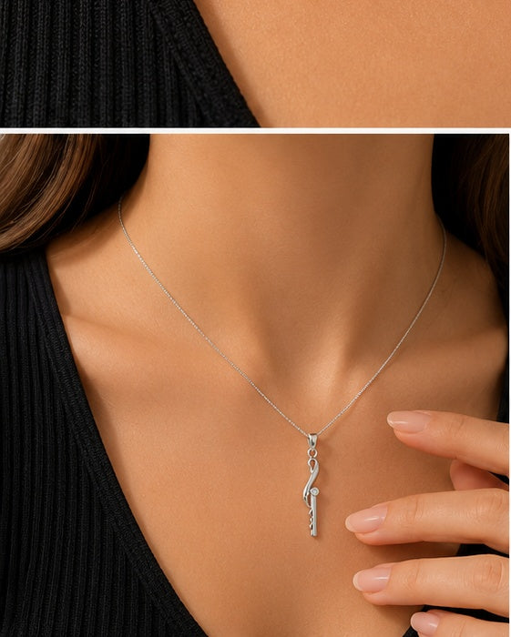 10K White Gold Infinity Key Pendant Necklace with 0.66 CT Natural Diamond