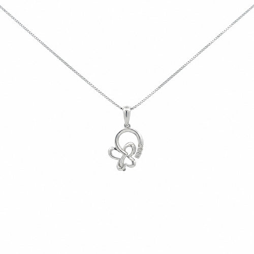 10K white gold butterfly pendant necklace featuring 0.73 carat natural diamonds on a matching white gold chain. Elegant fine jewelry for everyday wear and special occasions.