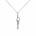 10K white gold key pendant necklace with 0.08carat natural diamonds for women