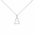 10K white gold teddy bear pendant necklace with 0.068 carat natural diamonds for women