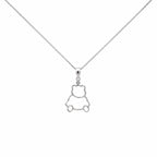 10K white gold teddy bear pendant necklace with 0.068 carat natural diamonds for women
