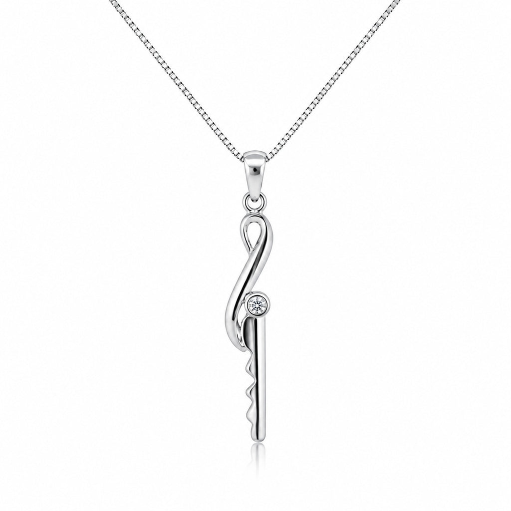 10K White Gold Infinity Key Pendant Necklace with 0.66 CT Natural Diamond