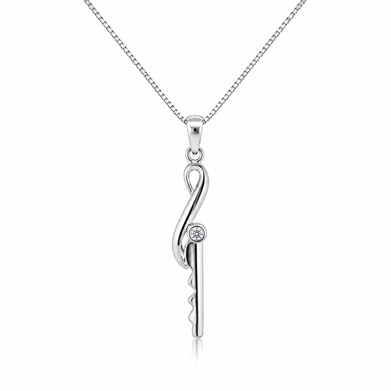 10K White Gold Infinity Key Pendant Necklace with 0.66 CT Natural Diamond