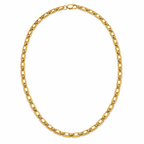 14K Yellow Gold Men's 4.5mm Geometric Link Chain Necklace with polished rectangular links and lobster clasp on a white background – La Noosha Jewelry.