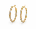 14K yellow gold diamond inside-out hoop earrings featuring 156 diamonds totaling 2.265 carats