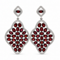 Garnet statement drop earrings in 925 sterling silver with sparkling cubic zirconia accents by LA Noosha Jewelry Los Angeles.