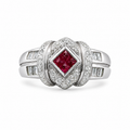 Ruby & Diamond Ring in 18k White Gold