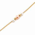 14K Gold Pearl Bracelet – Two Tone Freshwater Pearl Station Bracelet