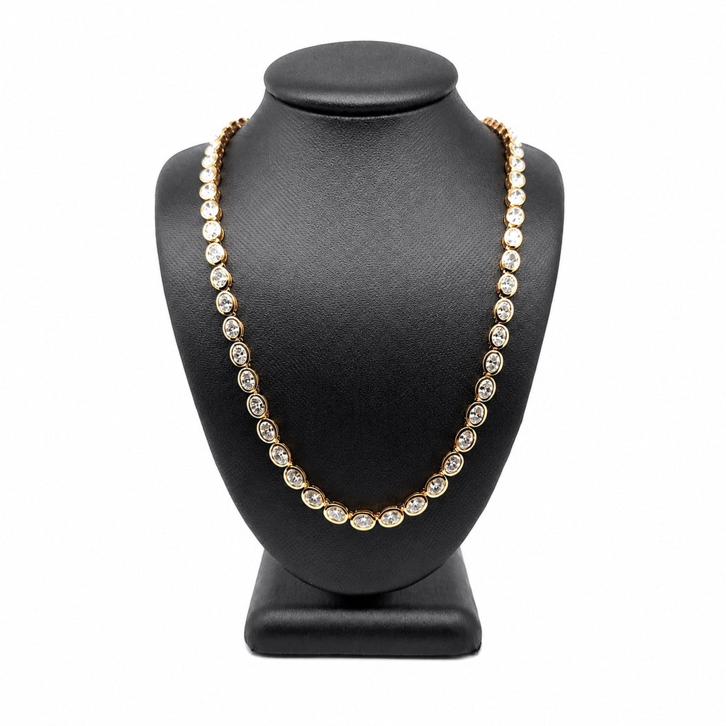 14K Yellow Gold Ruby & Diamond Statement Necklace | Vintage Luxury Chain Necklace