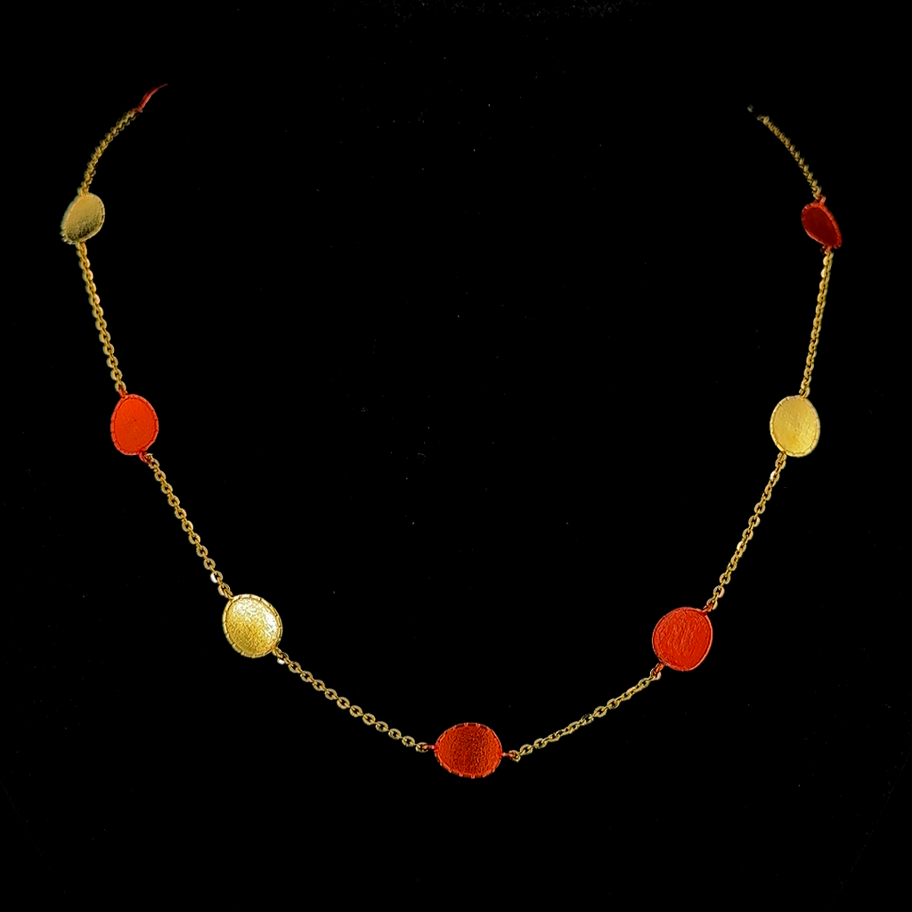 Red & Gold Disc Station Necklace | Women’s Gold Jewelry – La Noosha