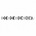 14K white gold diamond link bracelet with geometric design on white background