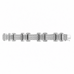 14K white gold diamond link bracelet with geometric design on white background