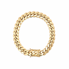 18K gold Miami Cuban link bracelet featuring a polished chain design for men and women