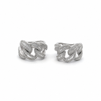 18K White Gold Diamond Chain Link Earrings