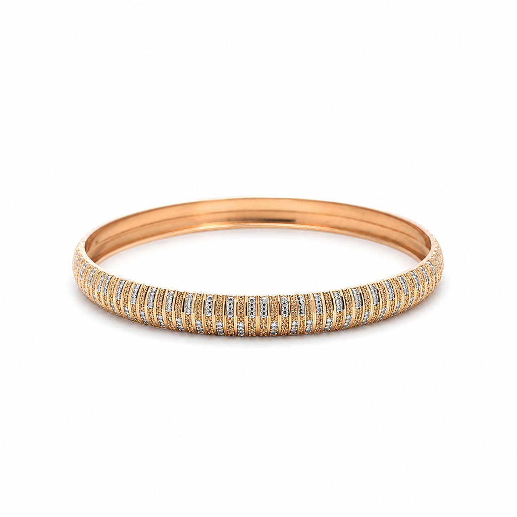 18K rose gold diamond pavé bangle bracelet with elegant fine jewelry design