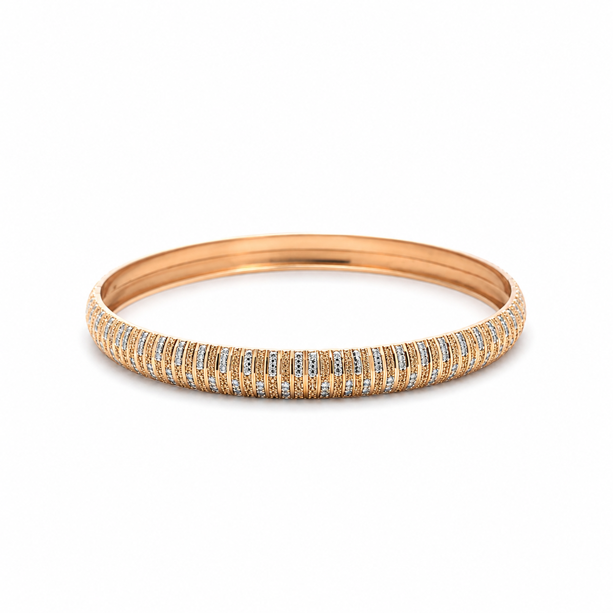 18K rose gold diamond pavé bangle bracelet with elegant fine jewelry design