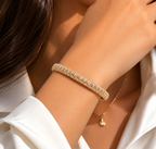 18K rose gold diamond bangle bracelet on wrist, luxury fine jewelry for women