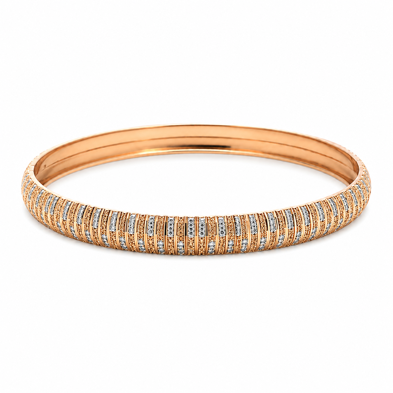 18K Rose Gold Diamond cut Bangle Bracelet