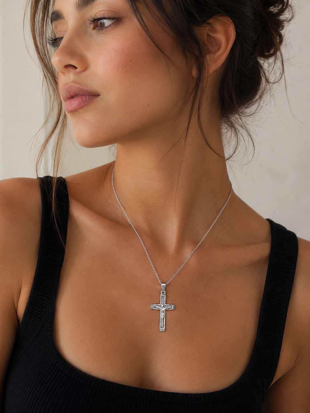 Sterling Silver Cross Necklace for Men & Women