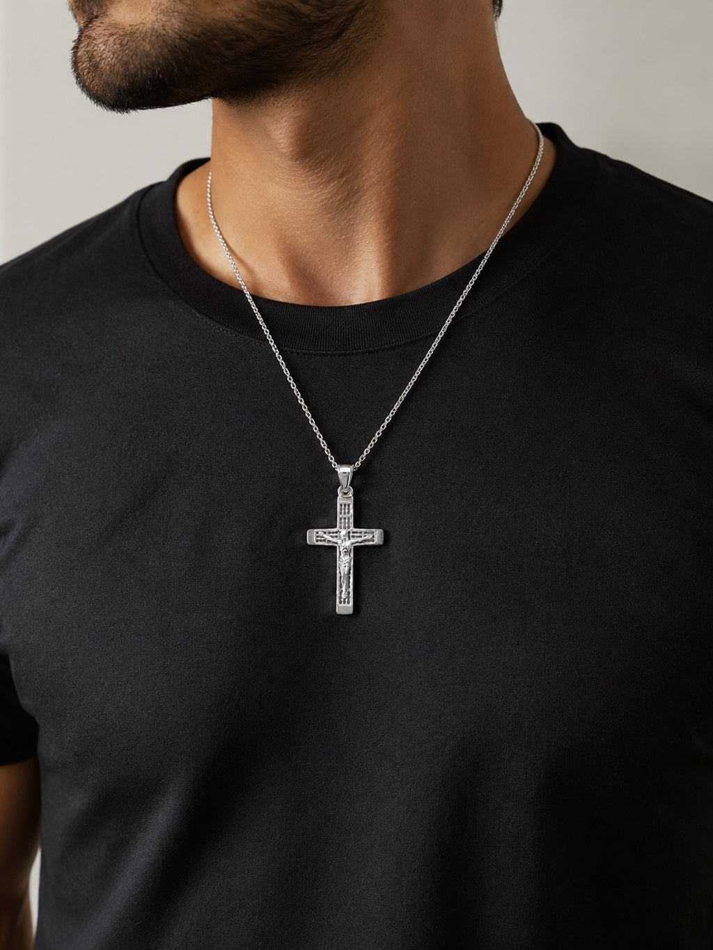 Sterling Silver Cross Necklace for Men & Women