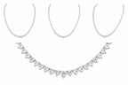 14K white gold diamond tennis necklace featuring 5.59 carats of graduated diamonds