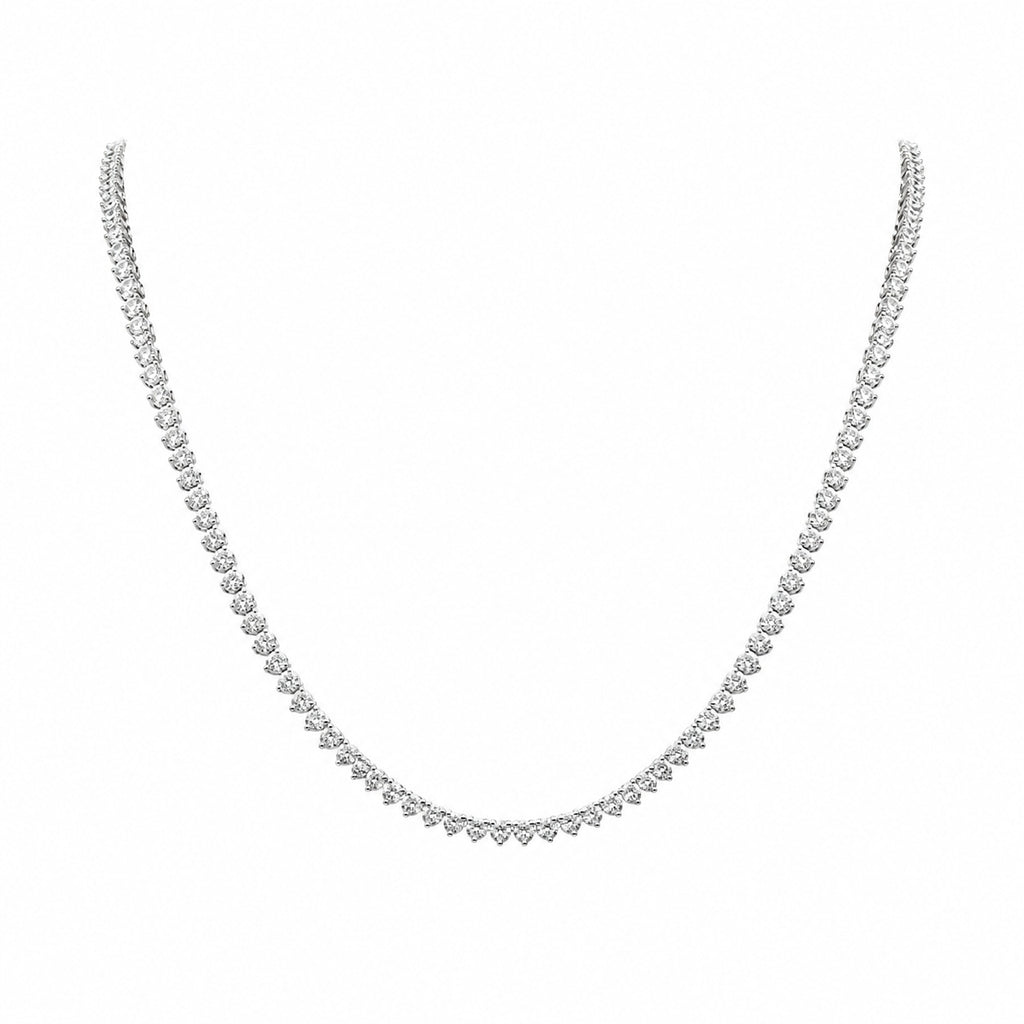 18K white gold diamond tennis necklace featuring 142 brilliant diamonds totaling 2.30 carats