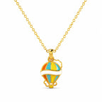 Kids gold necklace with a colorful hot air balloon pendant