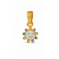 Kids yellow gold smiling sun pendant with multicolor details