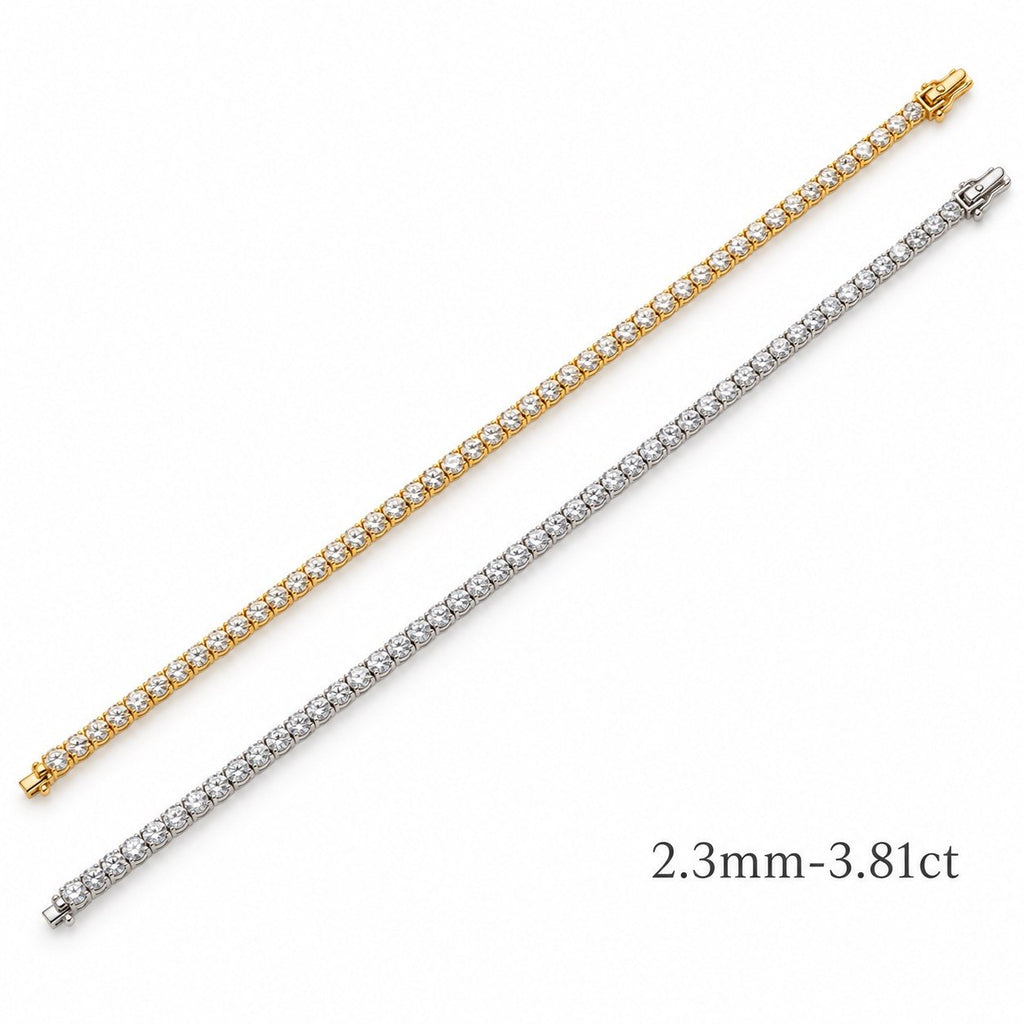 Yellow and White Gold Round Lab-Grown Diamond Tennis Bracelets with Brilliant Cut Diamonds – La Noosha Jewelry