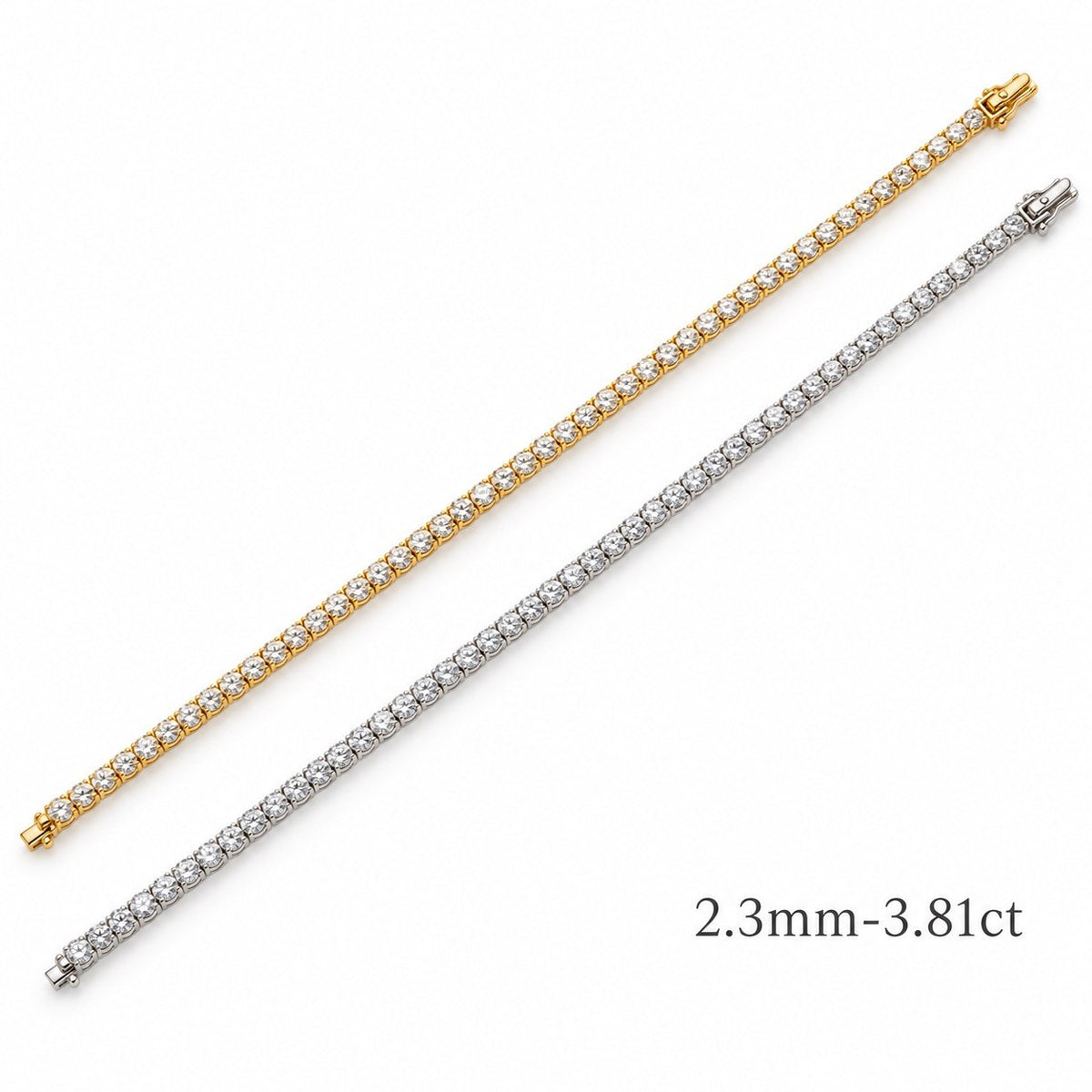 Yellow and White Gold Round Lab-Grown Diamond Tennis Bracelets with Brilliant Cut Diamonds – La Noosha Jewelry