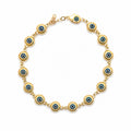 14K yellow gold evil eye bracelet with blue enamel details, protection bracelet for women