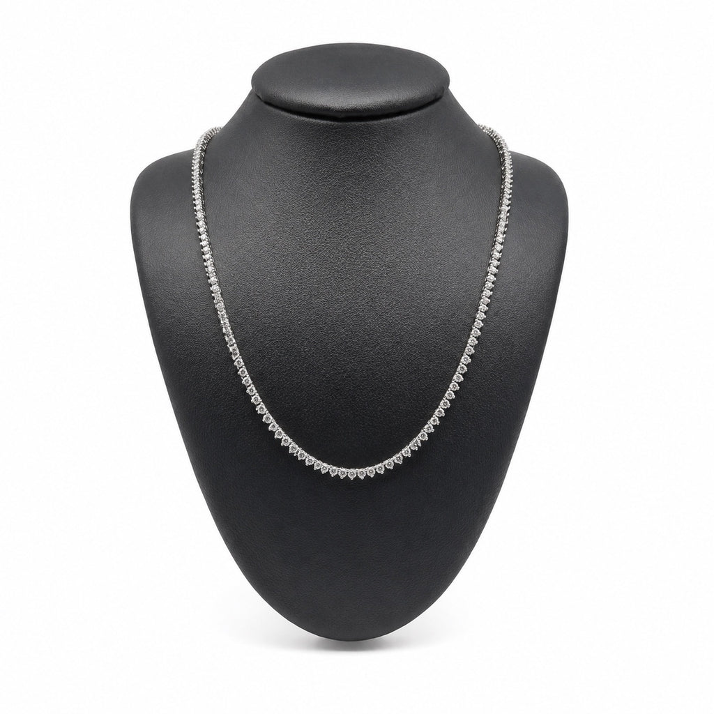 18K White Gold Diamond Tennis Necklace 16 CTW