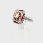 18K Vintage Art Deco Ruby & Diamond Ring