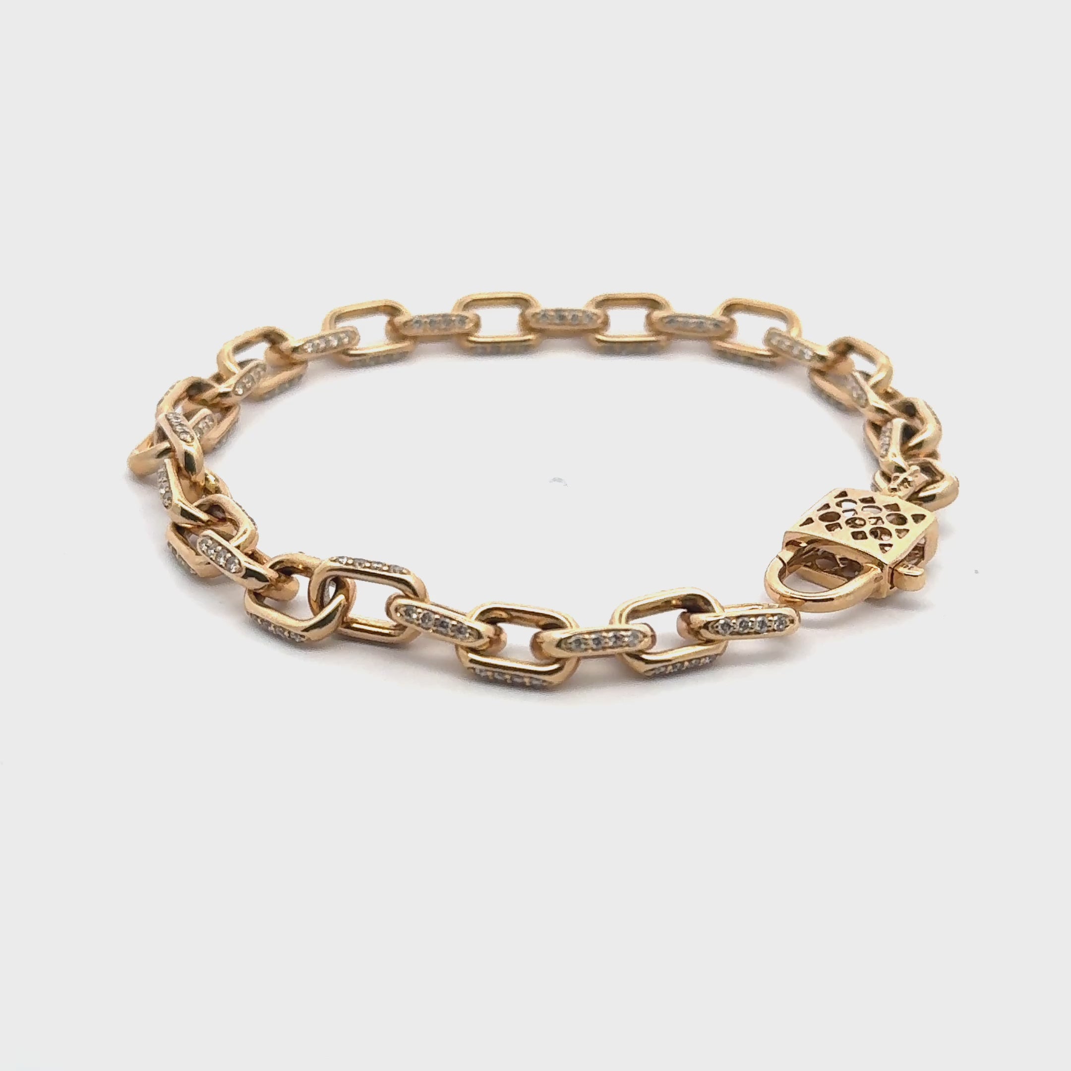 14K Gold Diamond Link Bracelet, Diamond Accent Paperclip Chain
