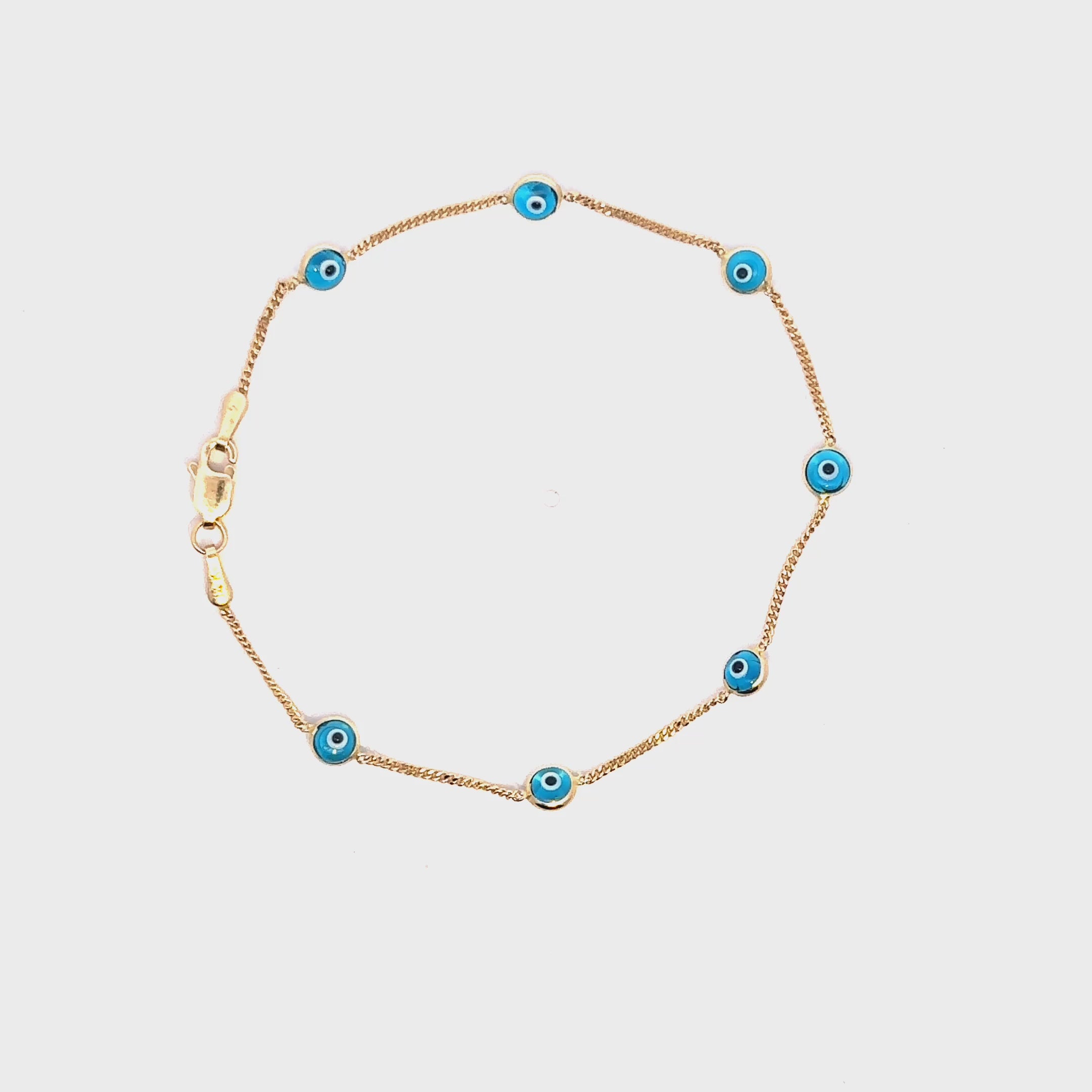 14K Gold Blue Evil Eye Bracelet – Enamel Protection Bracelet