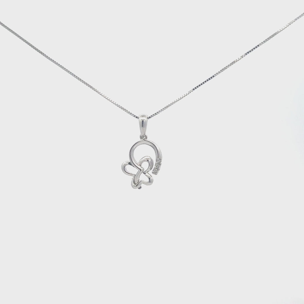 10K White Gold 0.73 Carat Diamond Butterfly Pendant Necklace