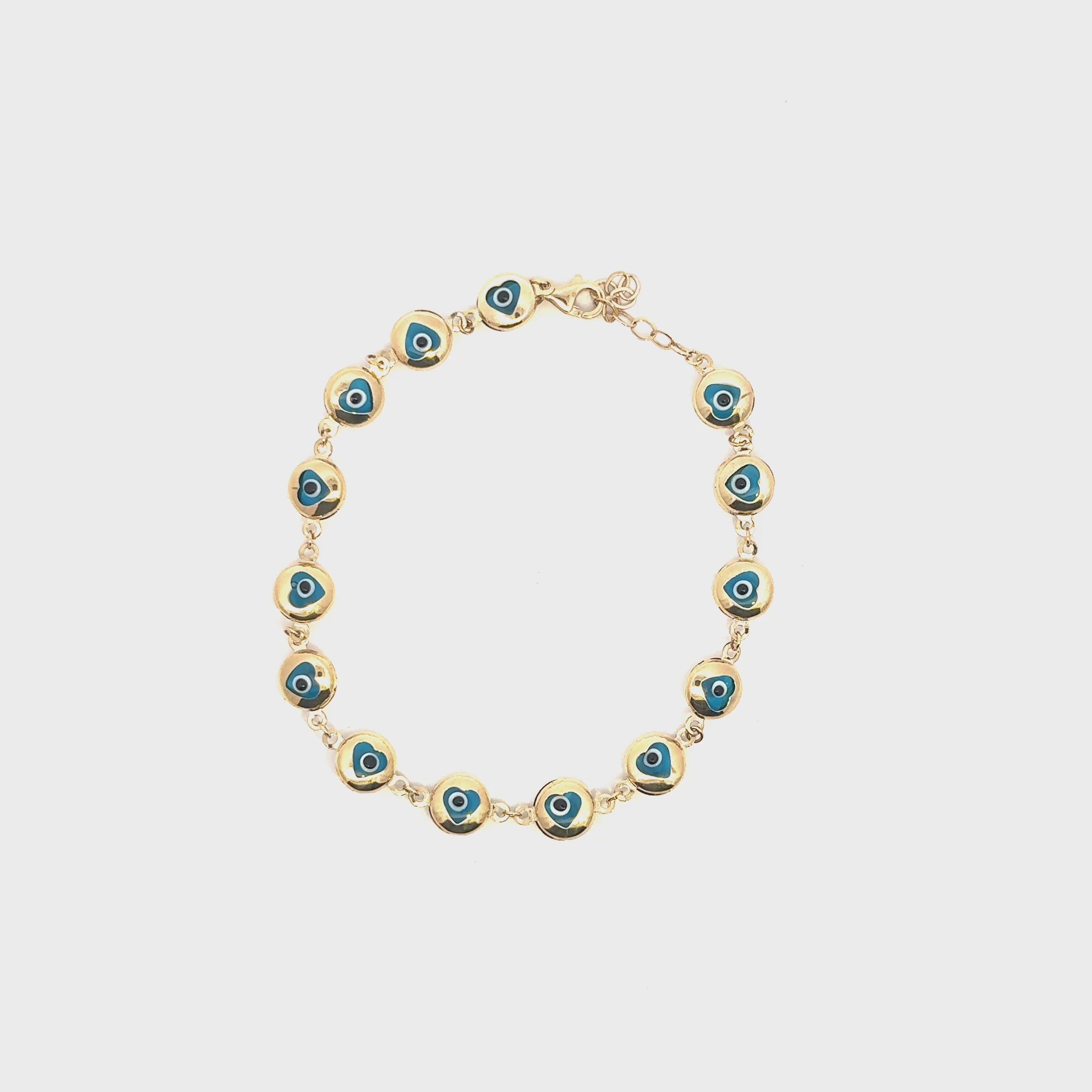 Title  14K Gold Evil Eye Bracelet – Blue Enamel Protection Bracelet
