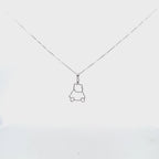10K White Gold 0.068 Carat Natural Diamond Teddy Bear Pendant Necklace