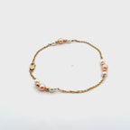 14K Gold Pearl Bracelet – Two Tone Freshwater Pearl Station Bracelet