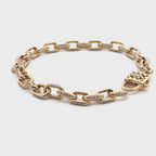 14K Gold Diamond Link Bracelet, Diamond Accent Paperclip Chain