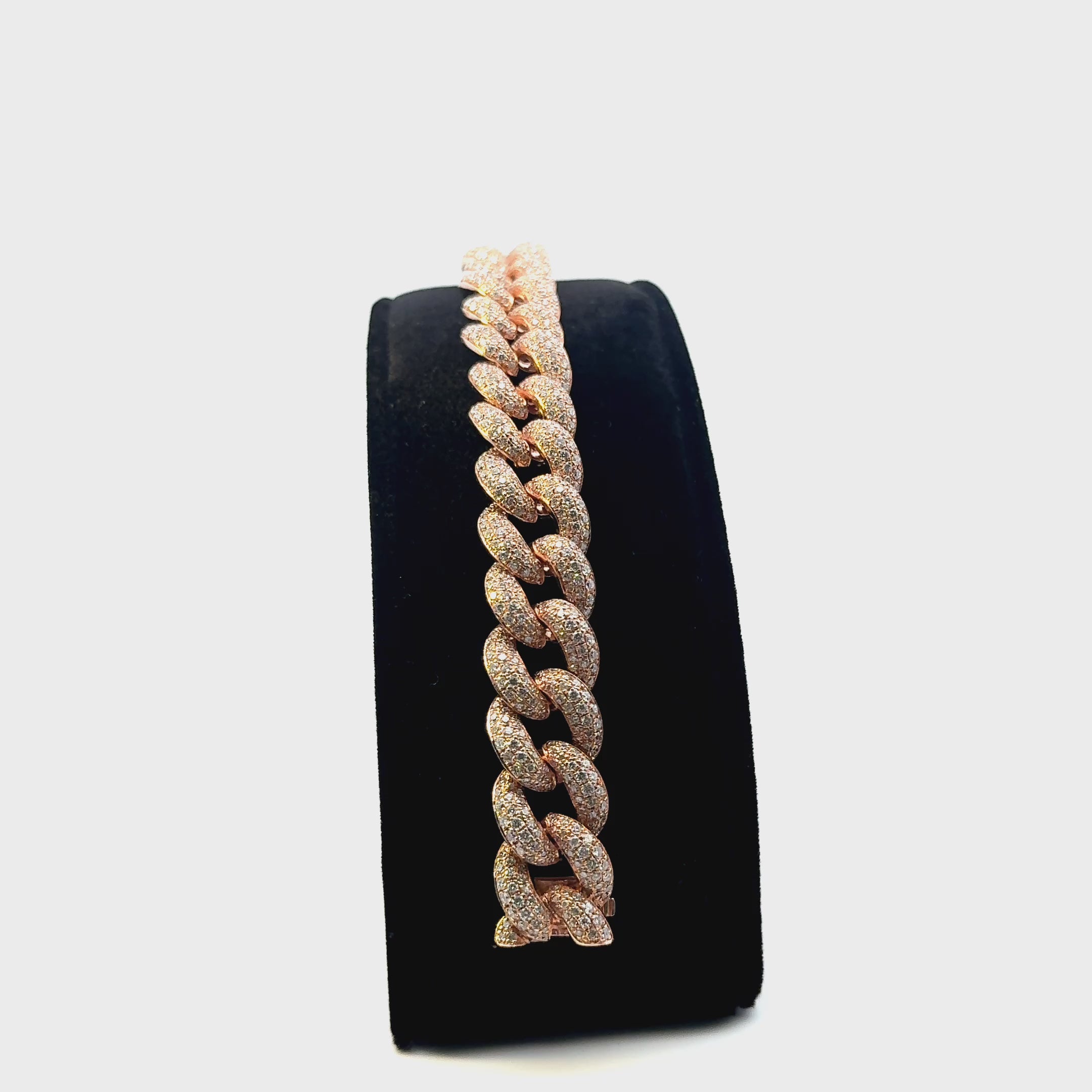 14K Rose Gold Diamond Cuban Link Bracelet