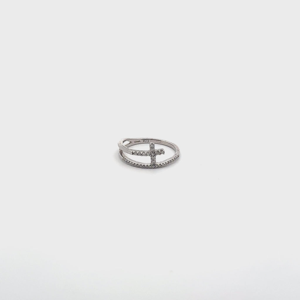 14K White Gold Diamond Cross Wrap Ring