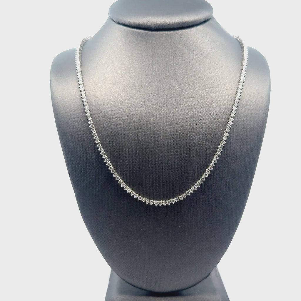 18K White Gold Diamond Tennis Necklace 16 CTW