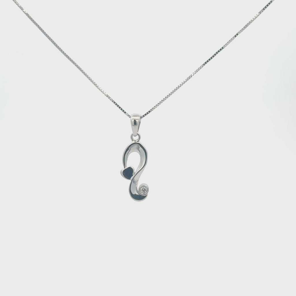 10K White Gold 0.55 CT Diamond Heart Pendant Necklace