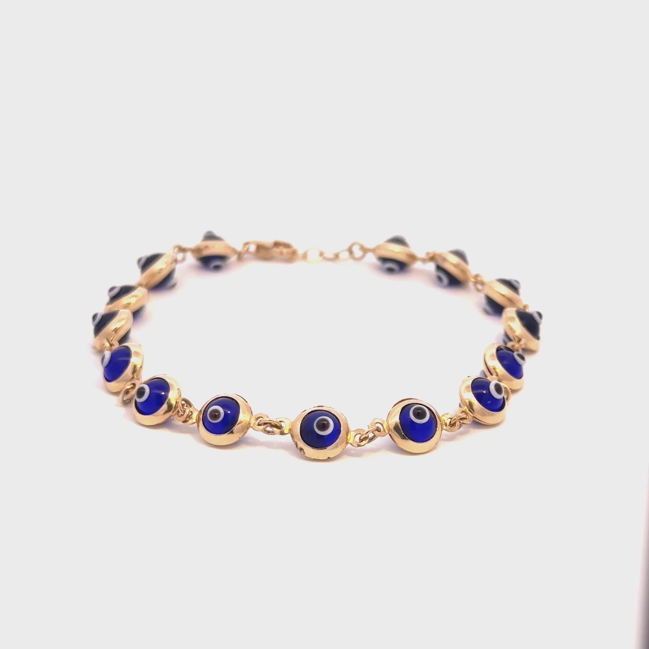14K Yellow Gold Evil Eye Bracelet | Luxury Protection Bracelet for Women