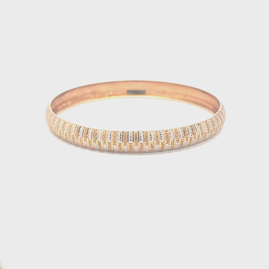 18K Rose Gold Diamond cut Bangle Bracelet